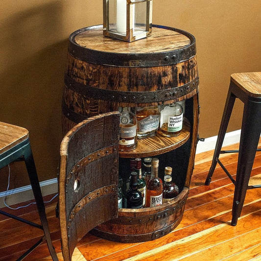 Premium Recrafted Whiskey Barrel Cabinet 🍷