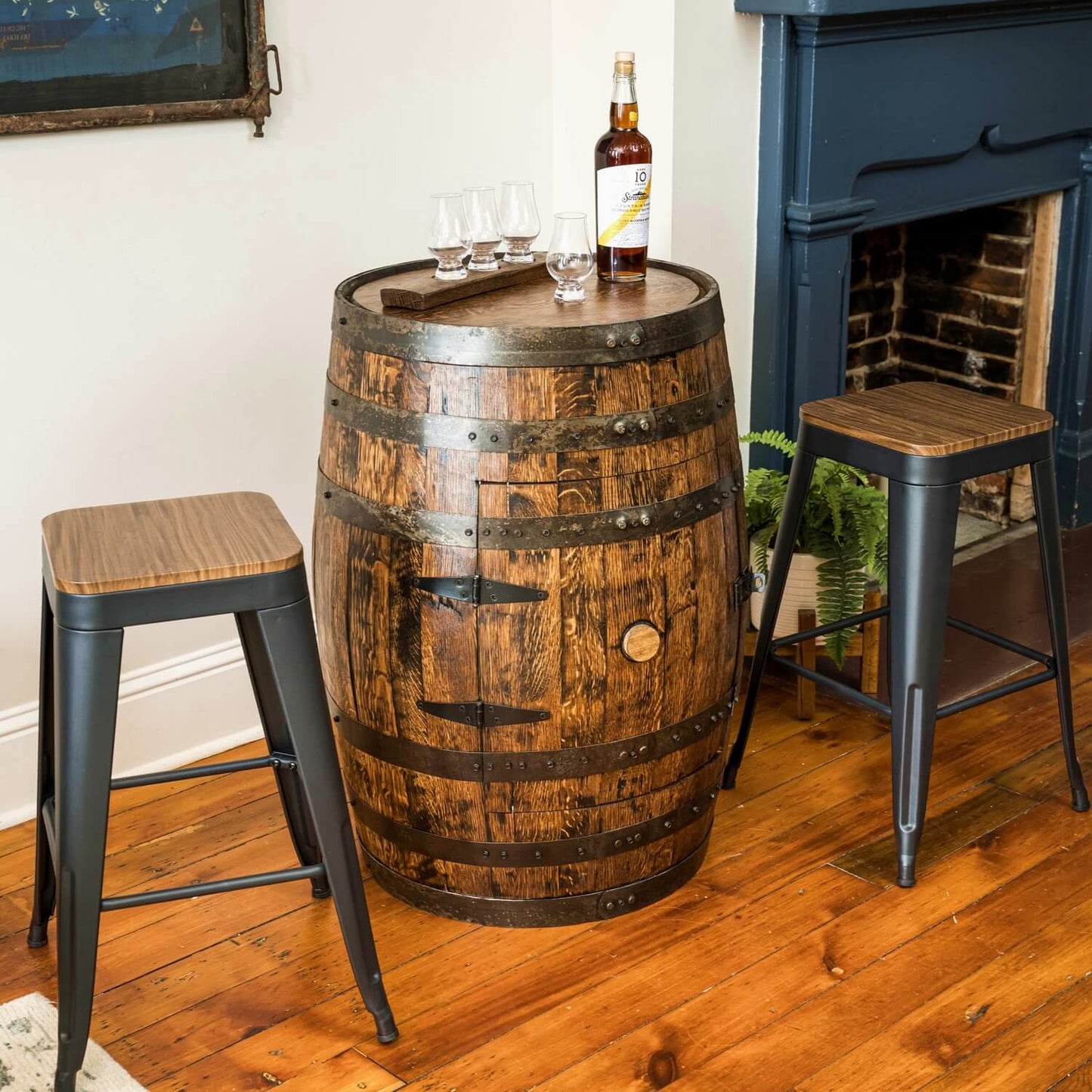 Premium Recrafted Whiskey Barrel Cabinet 🍷