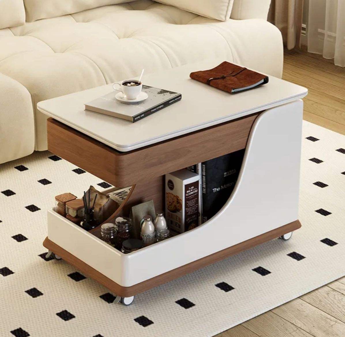 Chic Wooden Side Table with Built-in Bluetooth Speaker – A Perfect Blend of Style and Sound for Your Home