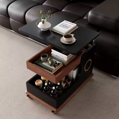 Chic Wooden Side Table with Built-in Bluetooth Speaker – A Perfect Blend of Style and Sound for Your Home