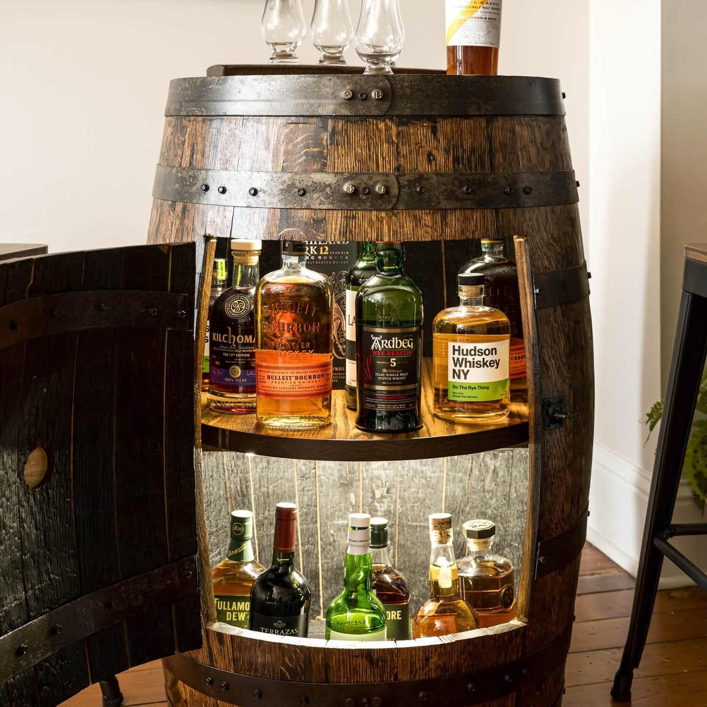 Premium Recrafted Whiskey Barrel Cabinet 🍷